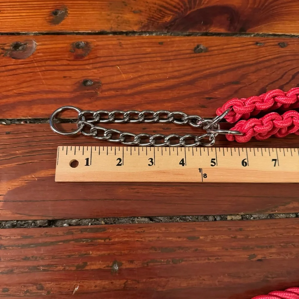 Red Martingale Rope Collar With Matching Rope Leash New Med/Large